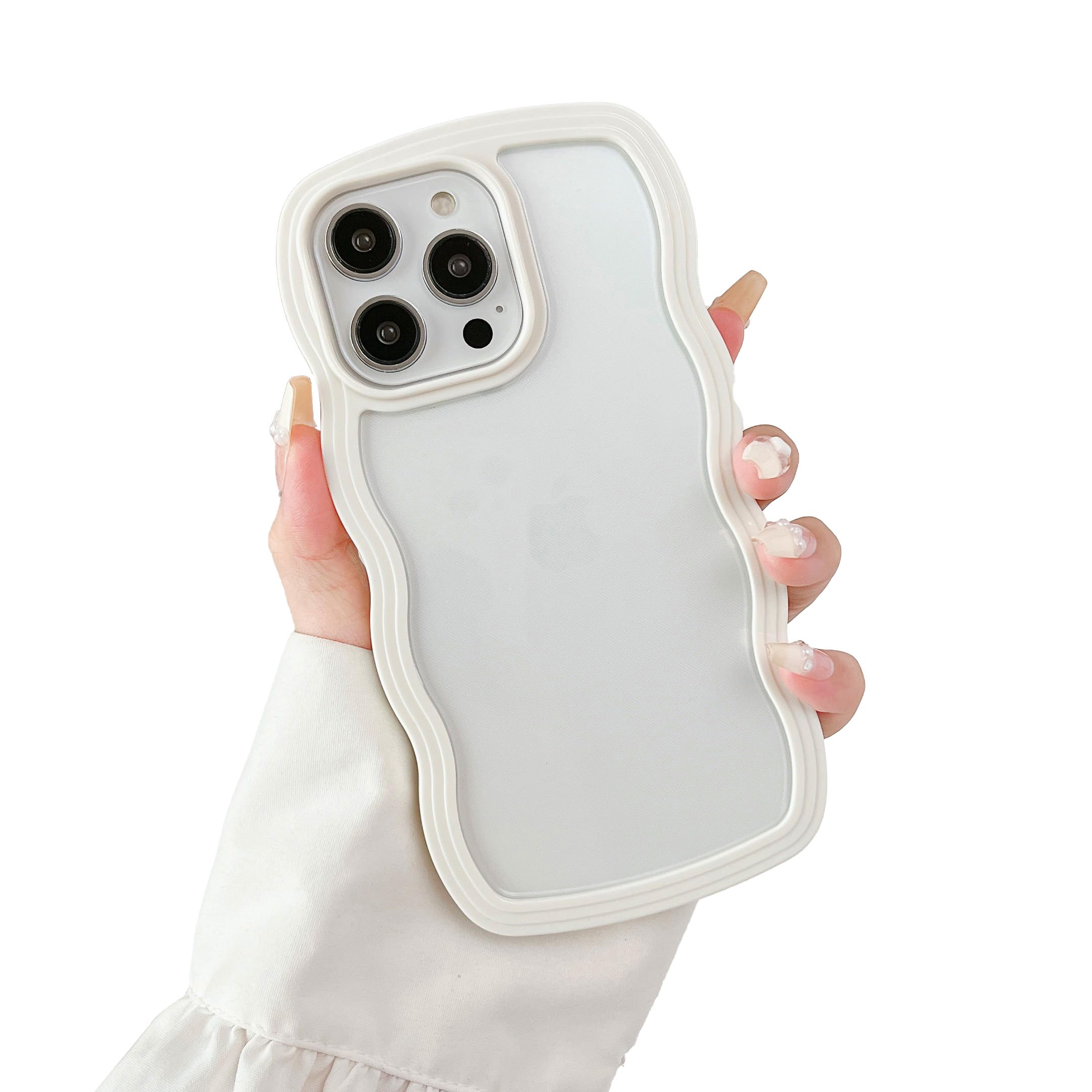 XIZYO for iPhone 14 Pro Max Case, Cute Wavy Curly Wave Frame Clear